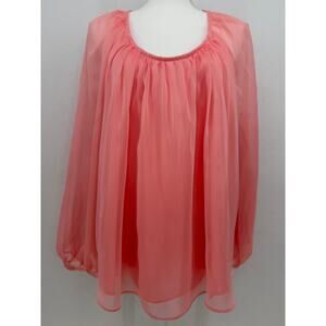 1. State Sweet Nothing Rose Sheer Flowy Whimsical Feminine Coral Top L NWT